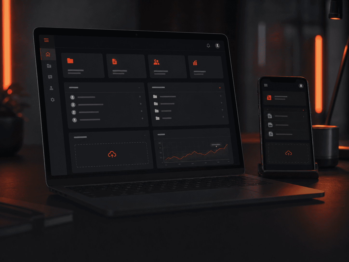 Geschütztes Kundenportal als Dashboard auf Laptop und Smartphone